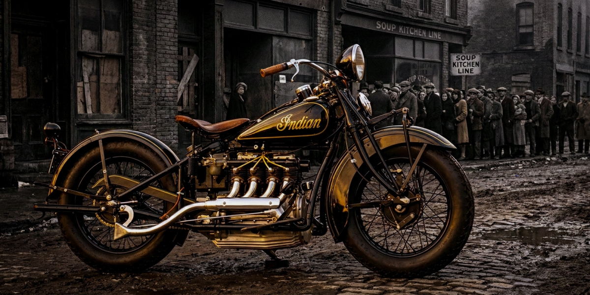 怪騎物語。大蕭條時代的四缸孤傲！Indian Four：傳奇縱置四缸、倒置氣門的慘烈實驗