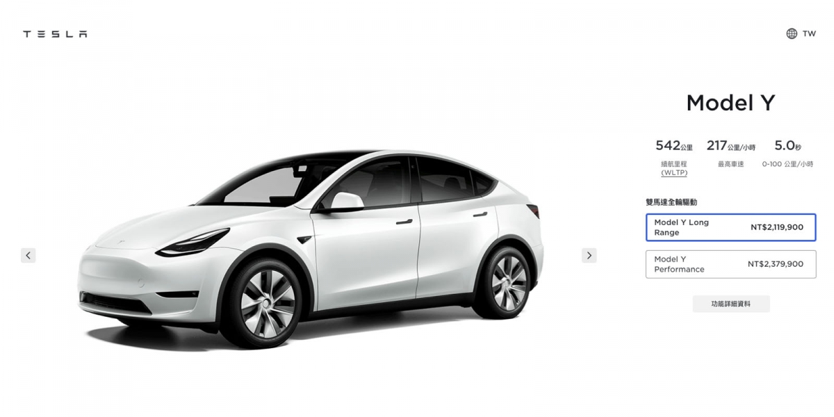 台灣也降價!TELSA MODEL Y兩車型調降18、22萬