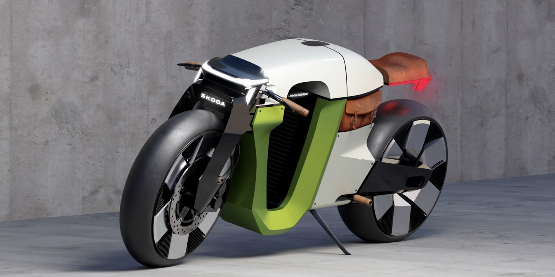 Škoda Slavia B電動概念機車超帥登場：1899年經典重生，2025年Café Racer風席捲未來！