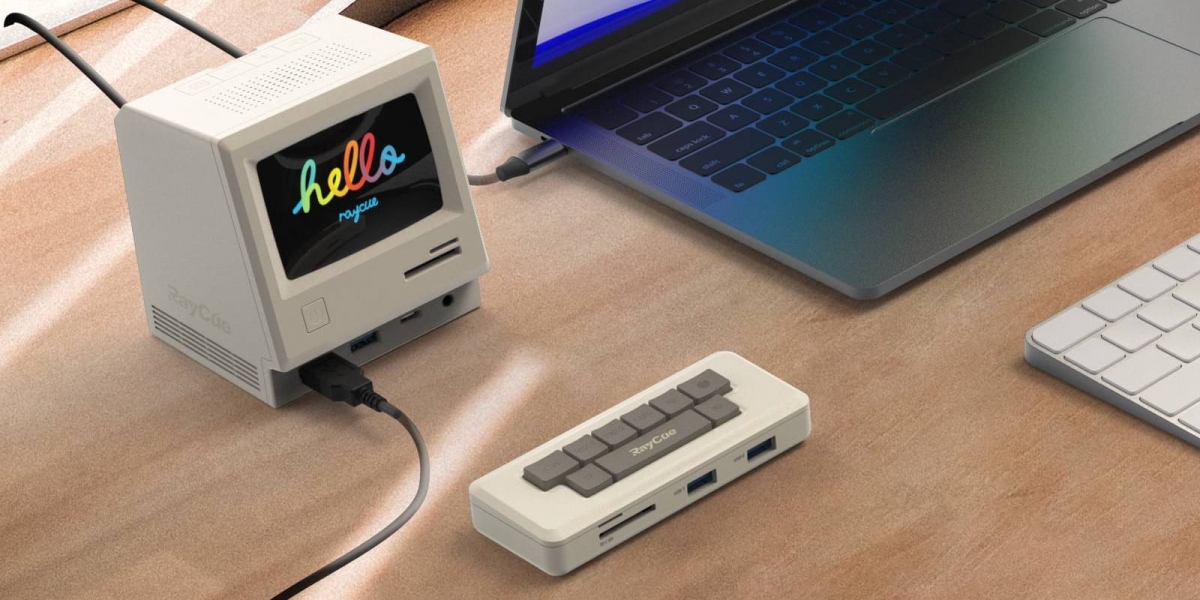 RayCue 128K/Pocket:Macintosh復古外型、豐富轉接孔、100W快充、3.5吋彩色螢幕、藍芽音響的USB-C連接埠
