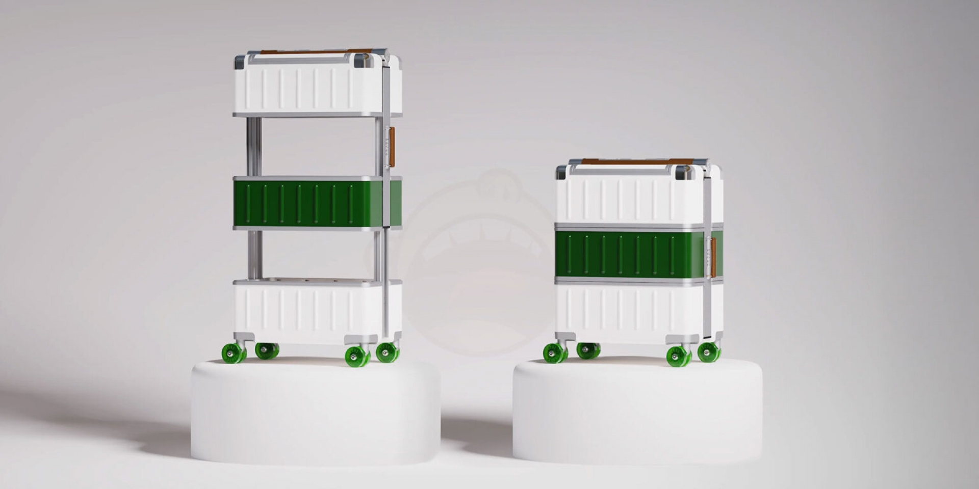 Drobe Cabin Wardrobe Trunk：自動展開成衣櫃的旅行箱，鋁合金框架、模組化層架、容量 65L