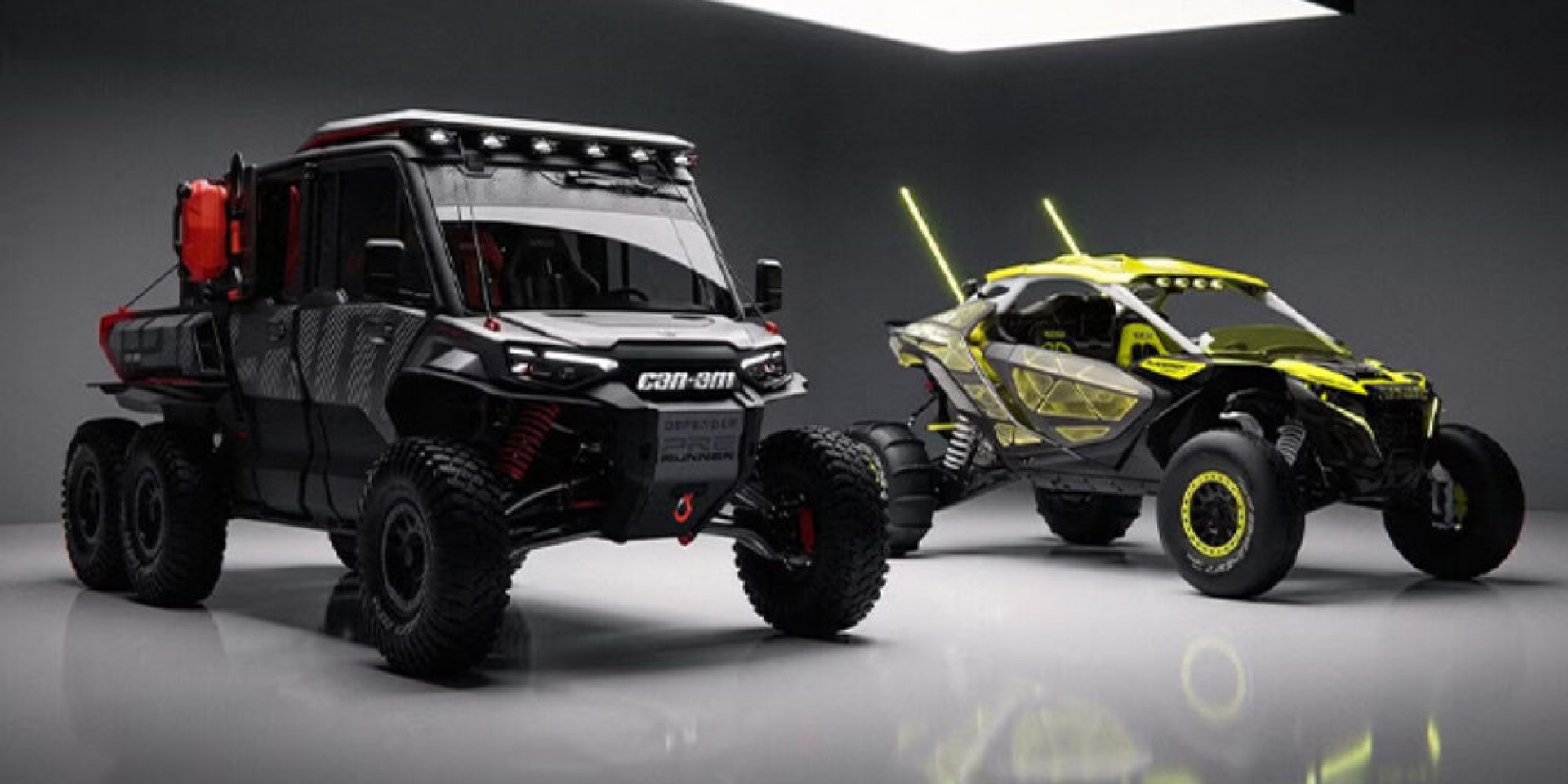 Can-Am 把農場工作車改成六輪 Baja 後勤怪物，另一台 Maverick R 還會發光