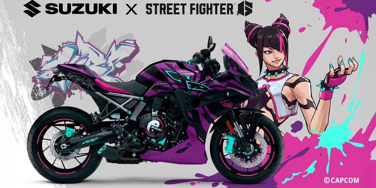 JURI 黑紫迷幻塗裝！快打旋風 6 與 SUZUKI 聯名限量版「GSX-8R Tuned by JURI」日本亮相