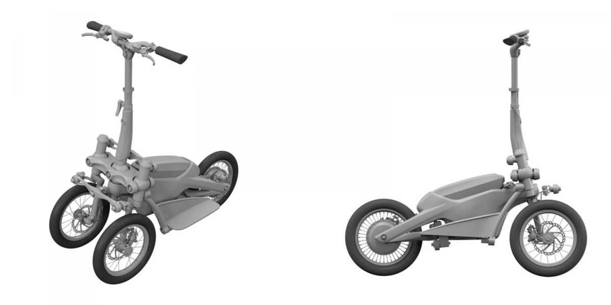 三輪、酷似NIKEN機構車型?YAMAHA三輪電動滑板車