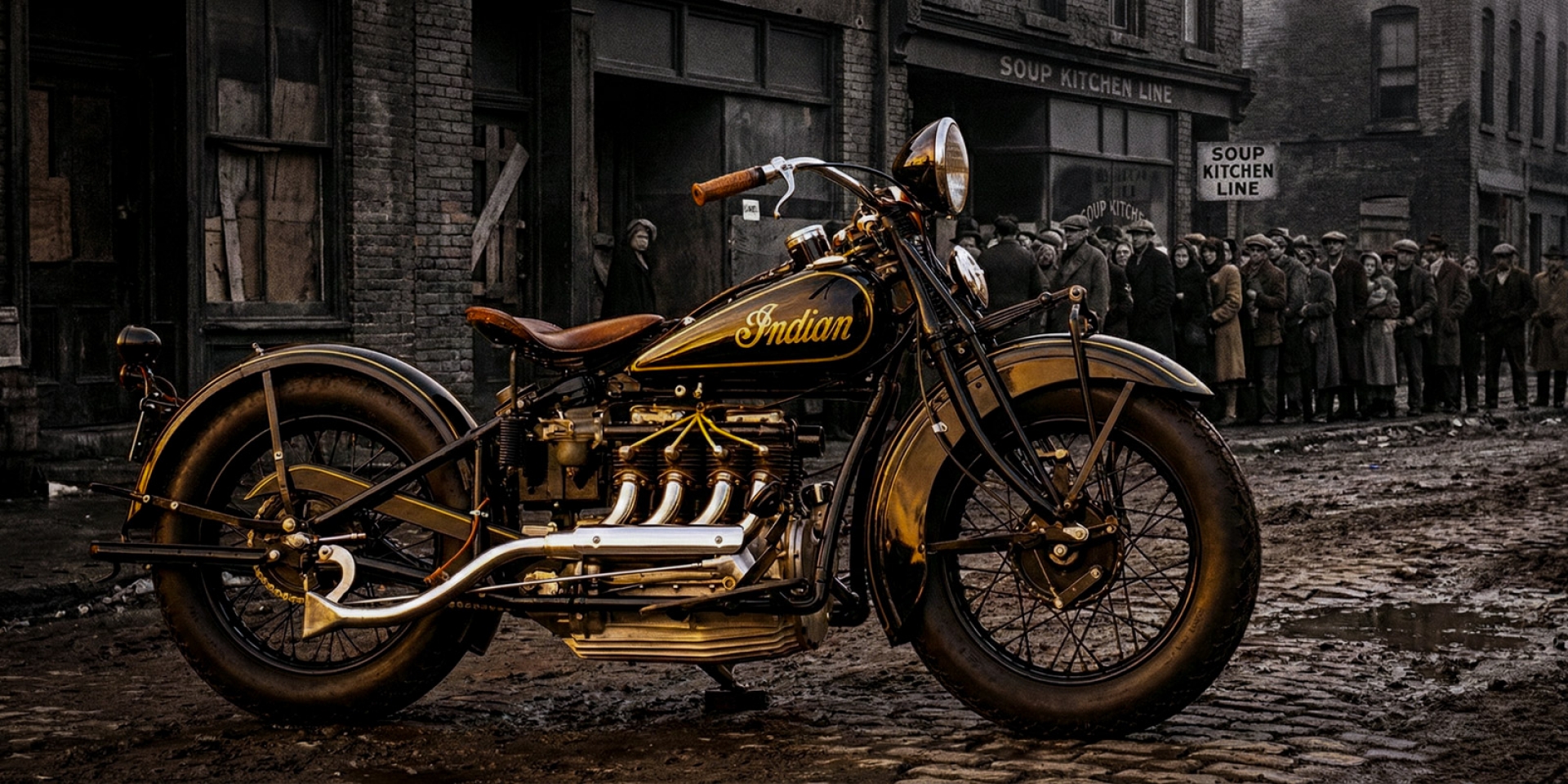 怪騎物語。大蕭條時代的四缸孤傲！Indian Four：傳奇縱置四缸、倒置氣門的慘烈實驗