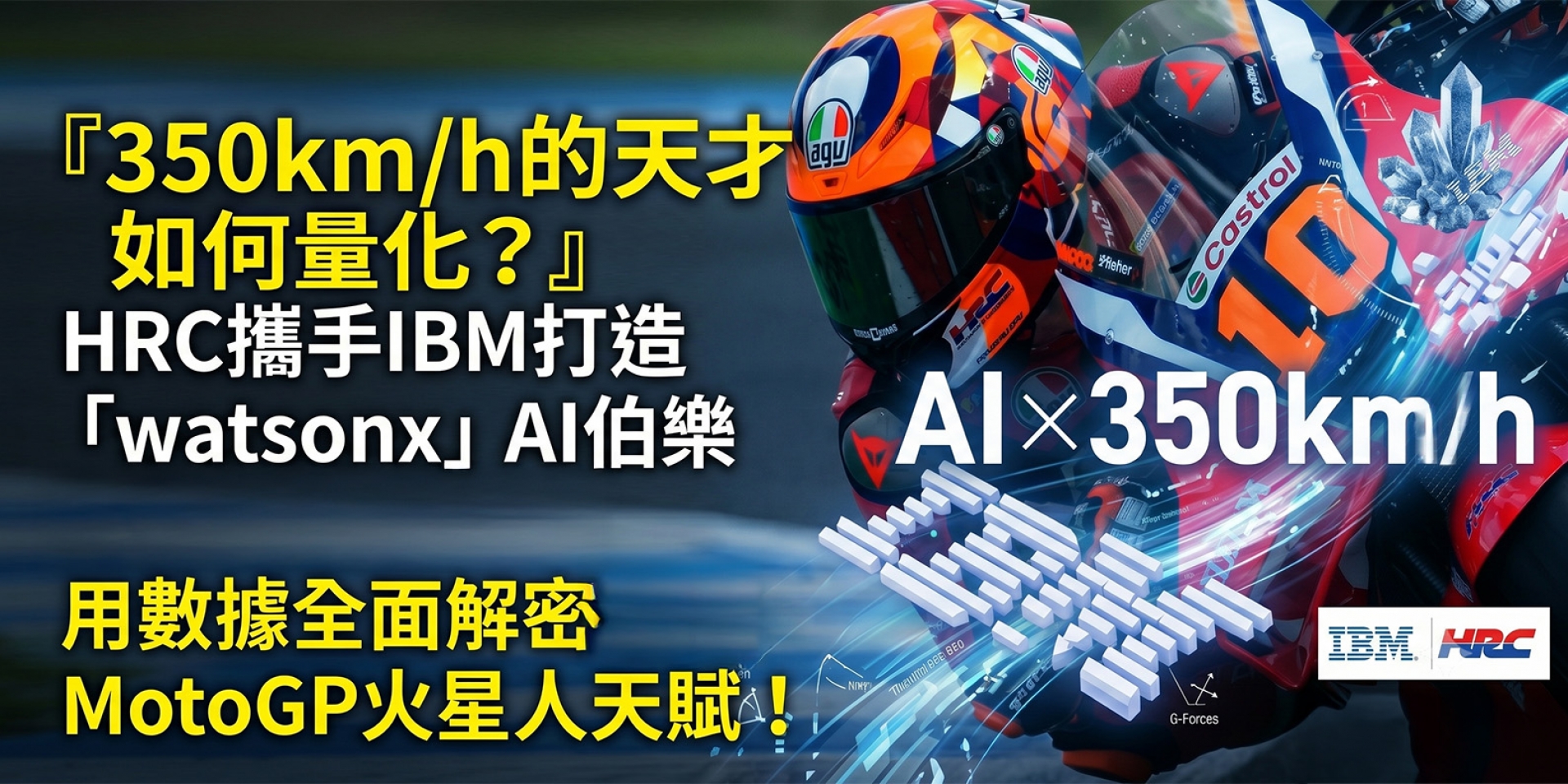 350km/h的天才如何量化？HRC攜手IBM打造「watsonx」AI伯樂，用數據全面解密MotoGP火星人天賦！