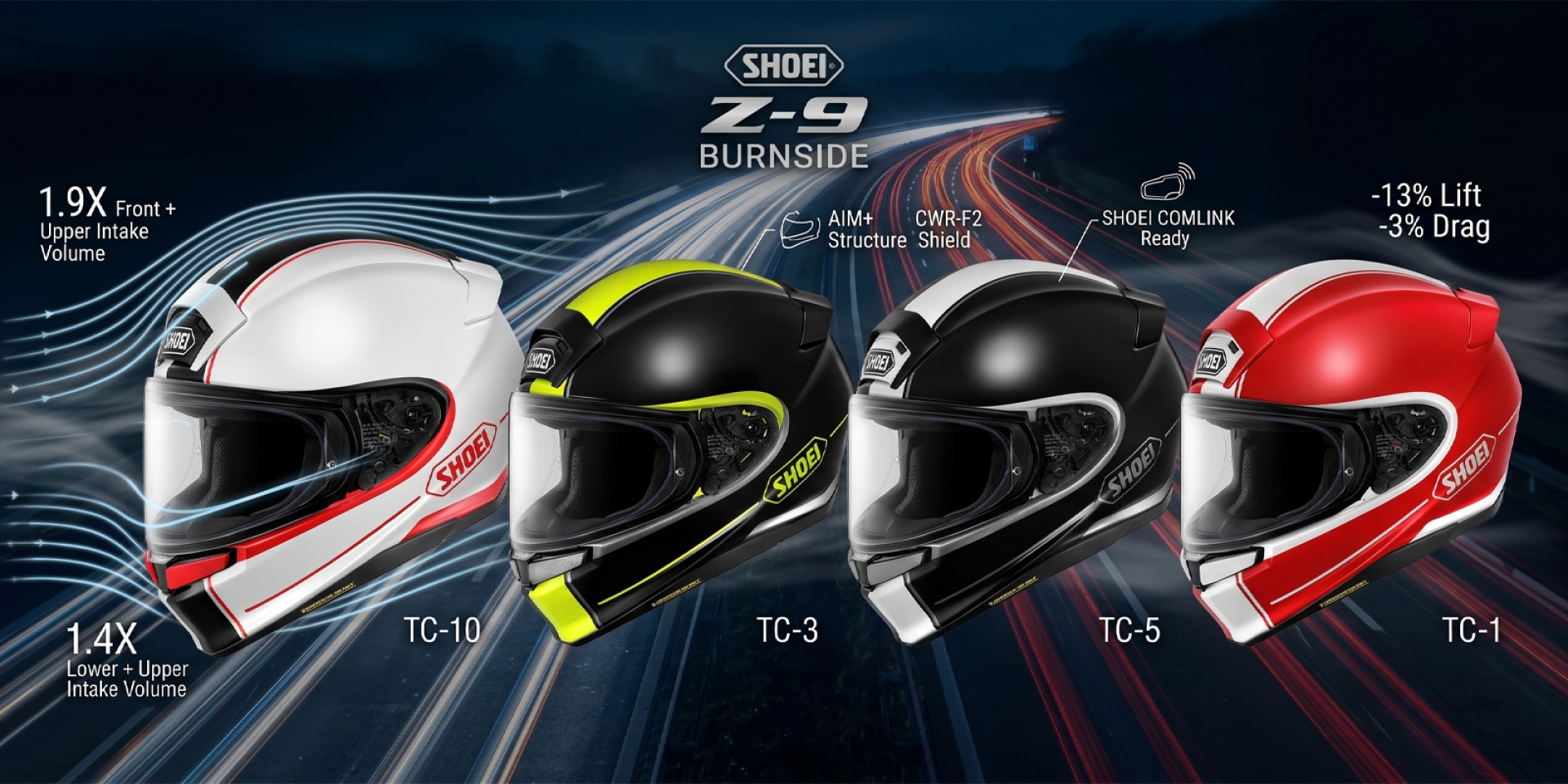 SHOEI Z-9首波彩繪「BURNSIDE」不對稱設計搶眼亮相！通風量暴增1.9倍、售價85,800日圓預計10月開賣