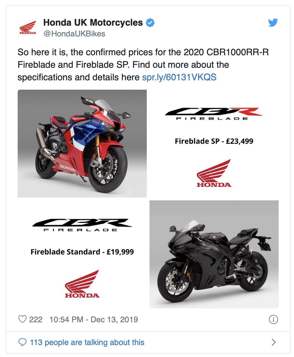 多個R代價不菲！HONDA CBR1000RR-R 英國售價出爐| SUPERMOTO8