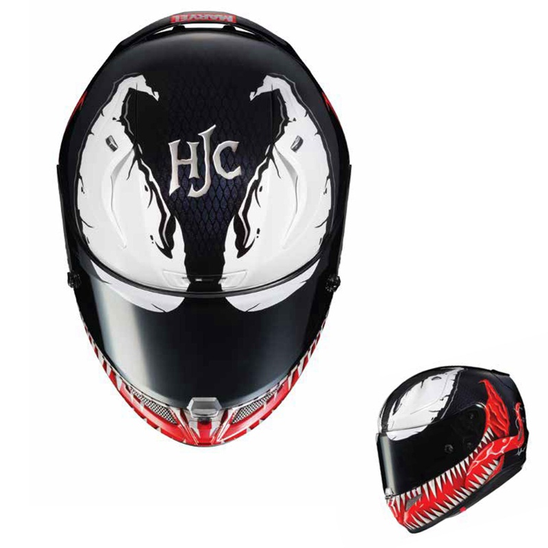 Venom彩繪帽體下半部半開的大嘴與利牙,完全凸顯角色的殘暴