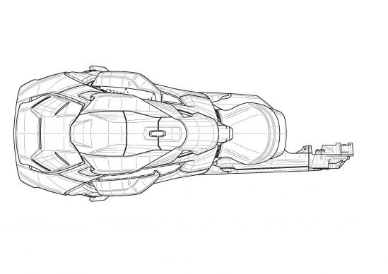 從上方的俯視圖可以看出,後輪採用的是單搖臂的設定,獨特的三輪設定加上壯碩的肌肉線條,最後配上性感的單搖臂,光是想像一下都讓人不禁流下口水啊!