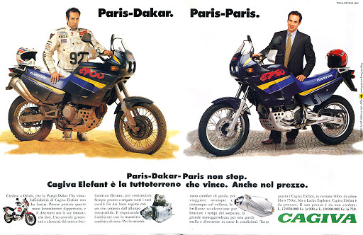 Cagiva在90年代曾經和DUCATI合作一起征戰Dakar拉力賽,更在1990年和1994年成功奪下Dakar冠軍
