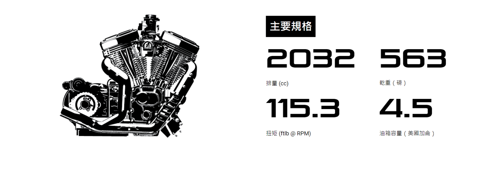 2,032c.c S&S Cycle V型雙缸引擎擁有驚人的動力表現