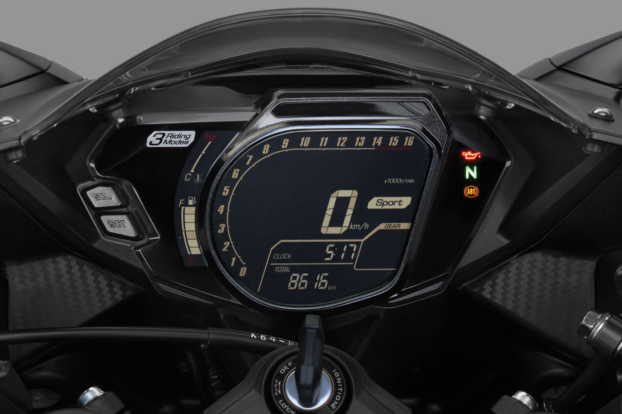 動力模式的切換也相當簡單，在油門完全關閉時使用左側手把上的按鍵進行切換，所選模式會顯示在儀表板的右邊。