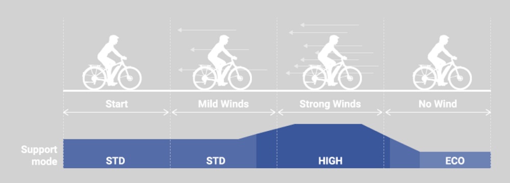 自動輔助系統可以自動偵測你的騎乘環境,適時的運轉引擎