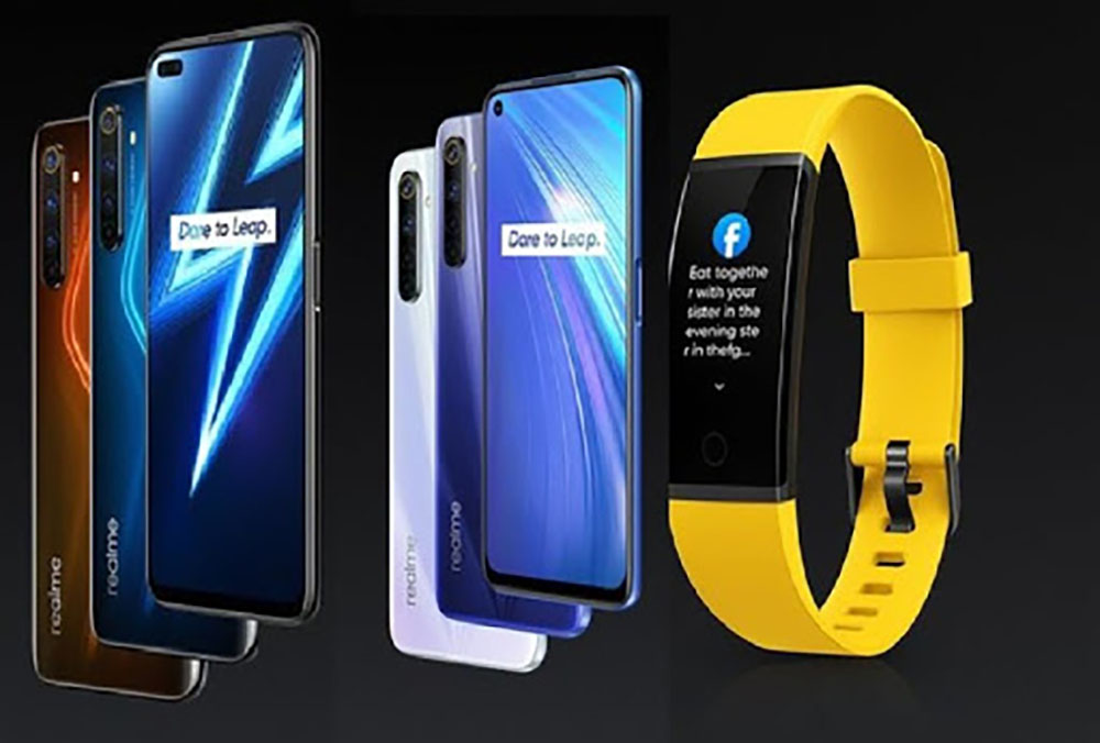 由左至右分別為 Realme 6 Pro、Realme 6、Realme Band