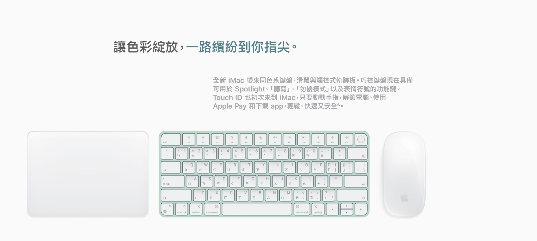 新的鍵盤多了實用的功能鍵,並支援Touch ID