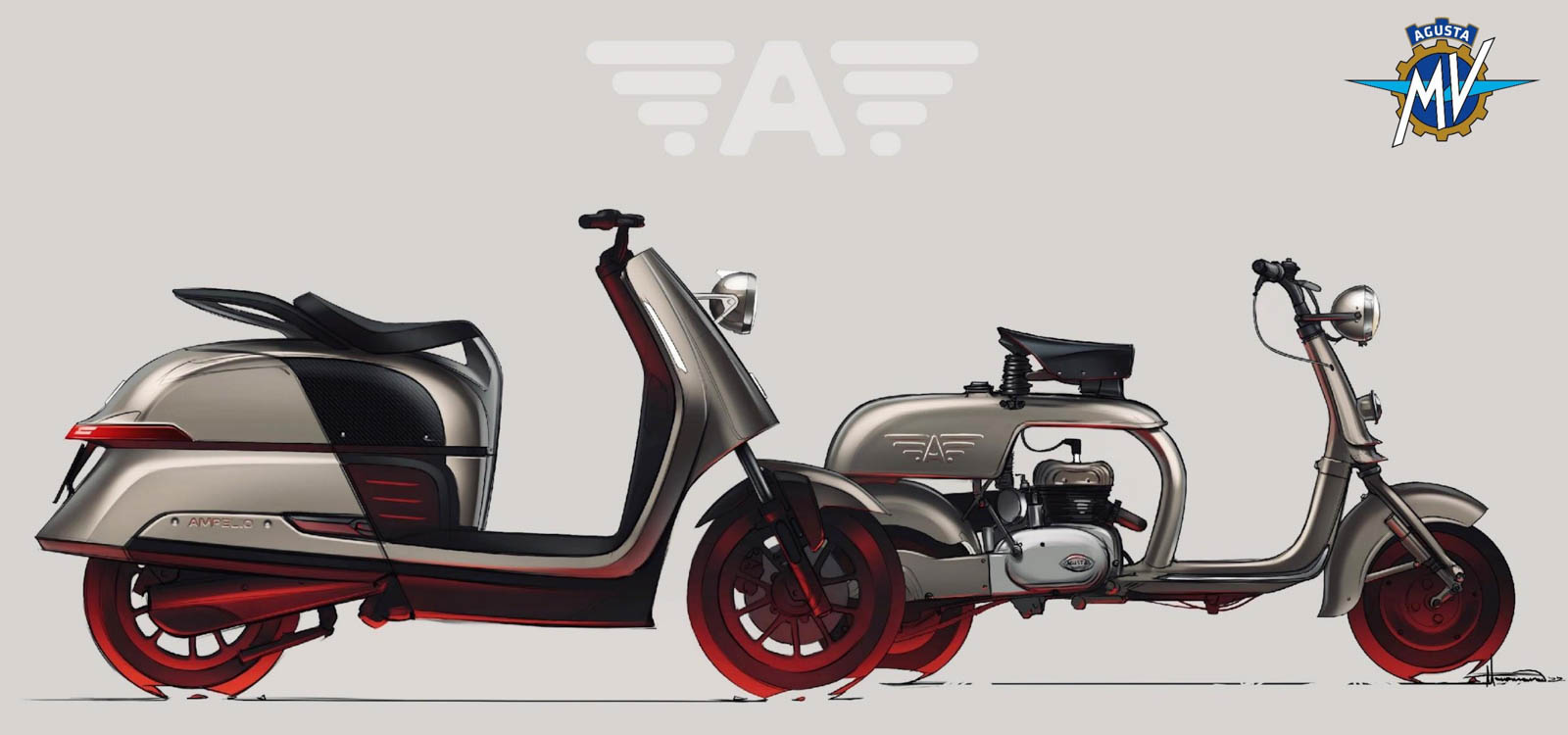 MV AGUSTA以安培做為車款命名,外型則是參考自家1950年代推出過的速可達車型CGT和Ovunque