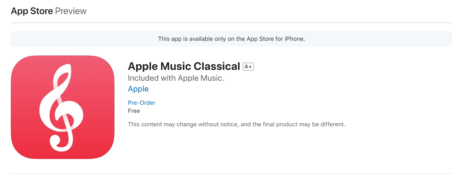 APPLE推出專門為古典樂迷打造的Apple Music Classical APP將於3月28日上架
