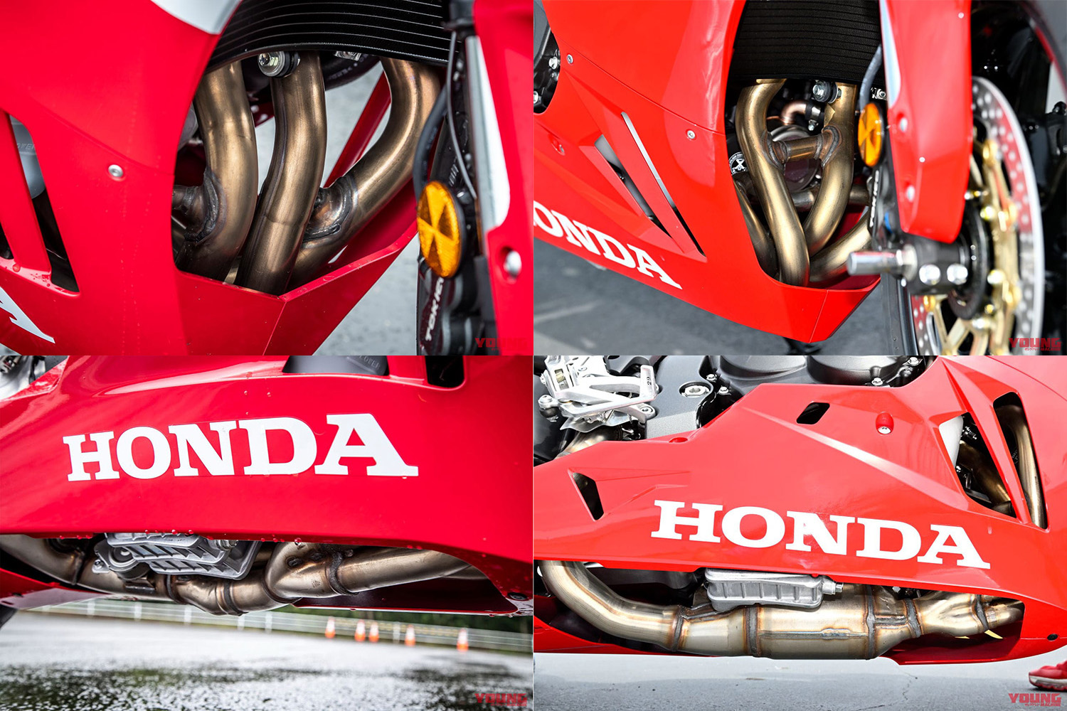 左側21年式、右側24年式，能明顯看出排氣頭段佈局改變；中段的觸媒斯乎也變得更大