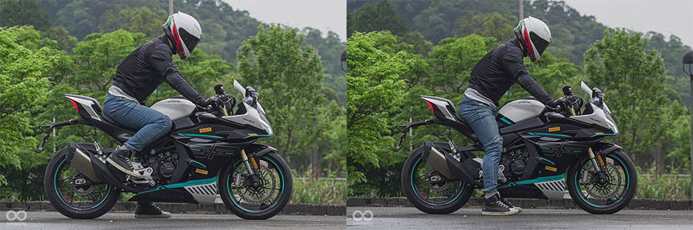 CFMOTO 450SR座高標配為795mm,同時另外提供785mm、815mm兩種座高選配