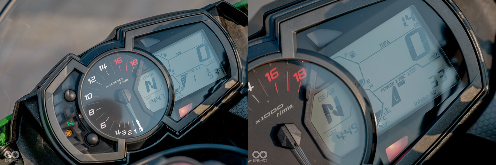 儀表採用指針、數位合一呈現，時速下方擁有動力模式（Full/Low）、KTRC三段可調且可全關的狀態顯示