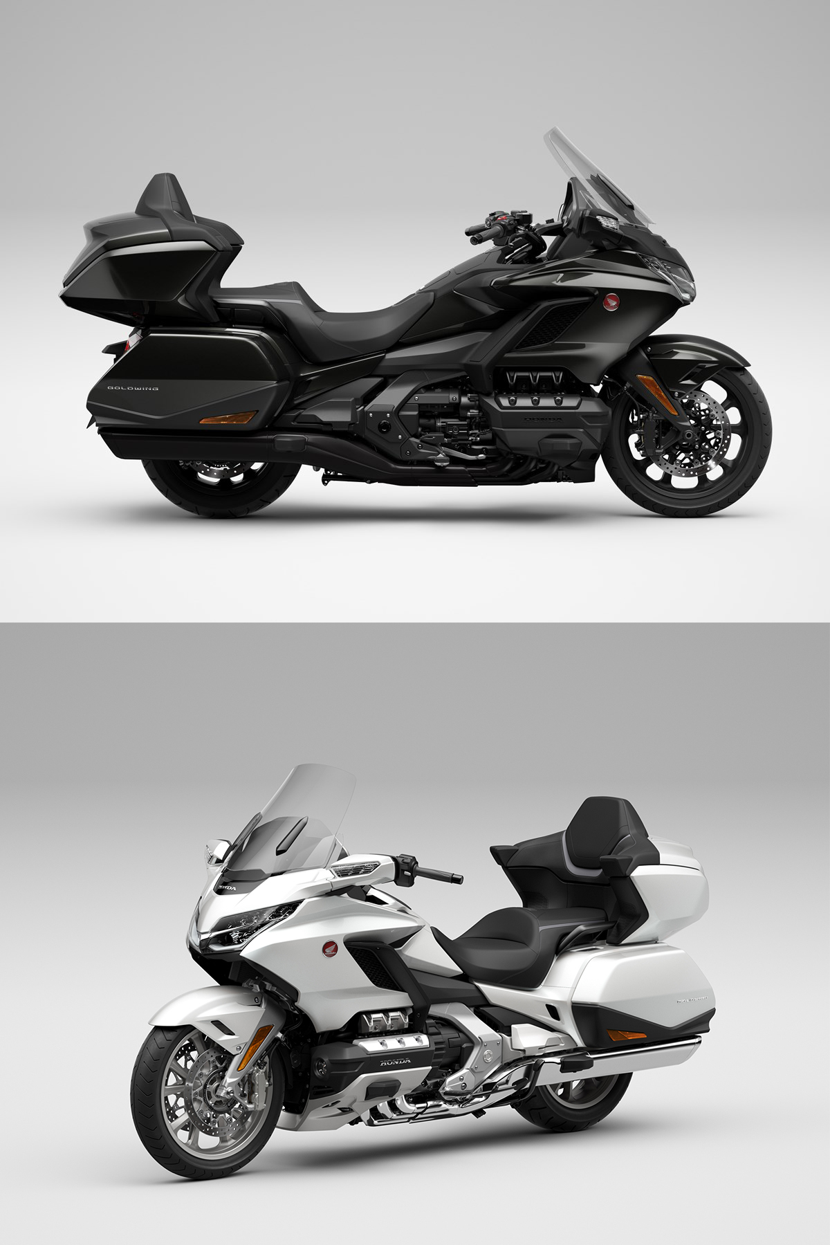 2022 GOLDWING依舊保有黑化的金屬槍黑色塗裝與線條分明的珍珠炫光白
