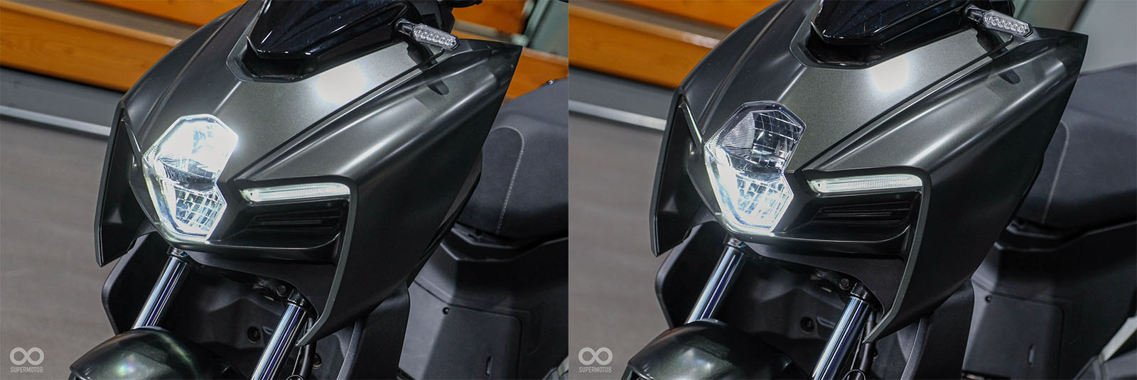 2025年 MMBCU 升級近遠光同亮(左圖),單獨開啟近光燈則為右圖。