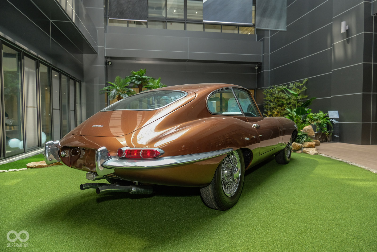 此外，讓我們離題一下，展間內的天井默默展示Jaguar E-Type