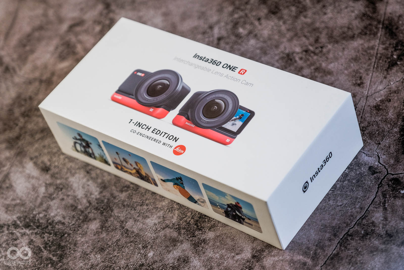 Insta360 ONE R Leica 1英吋鏡頭組包裝改為長方形設計,外包裝上有圖示功能簡介