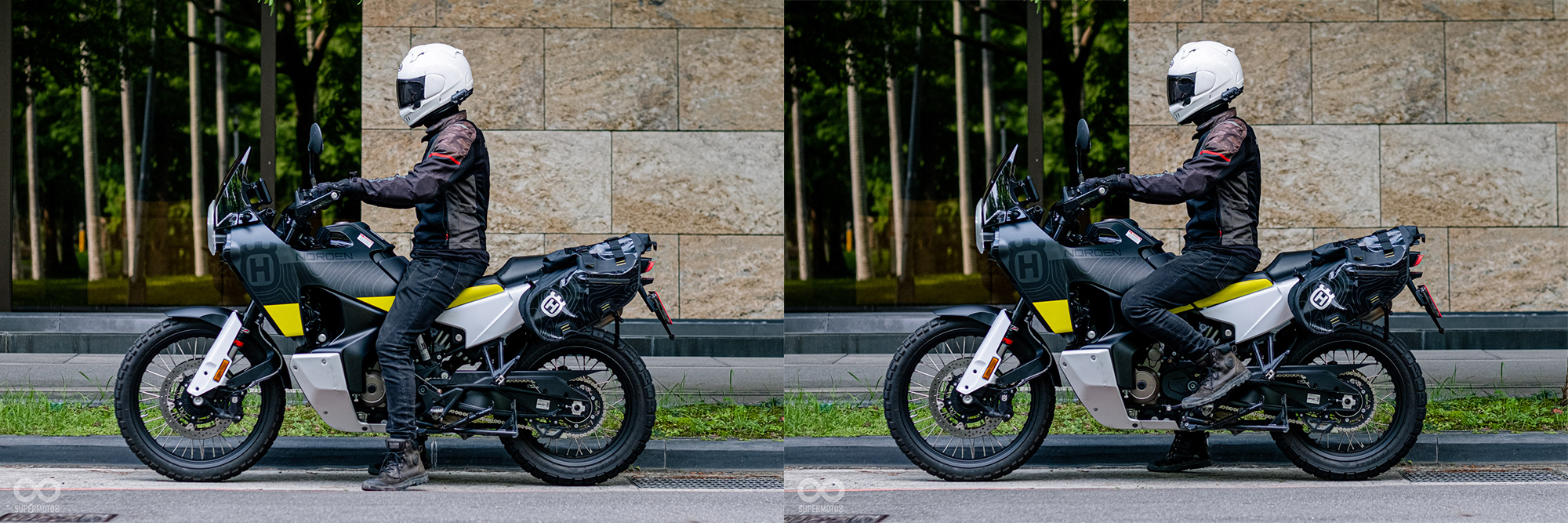 騎士身高180公分左右,後腳跟稍微離地