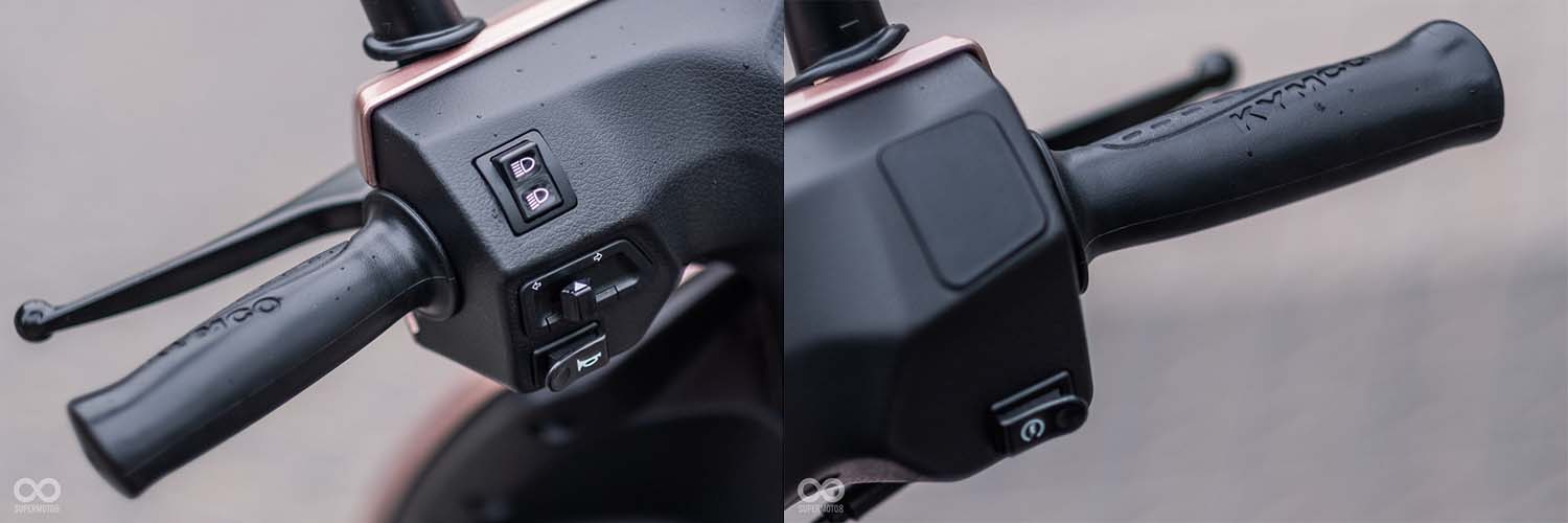 左手開關有近遠燈、喇叭、方向燈;右手開關則為啟動按鈕