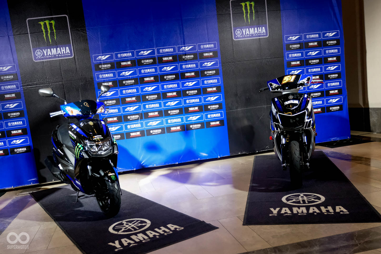 現場也展示MotoGP廠隊配色的勁戰五代