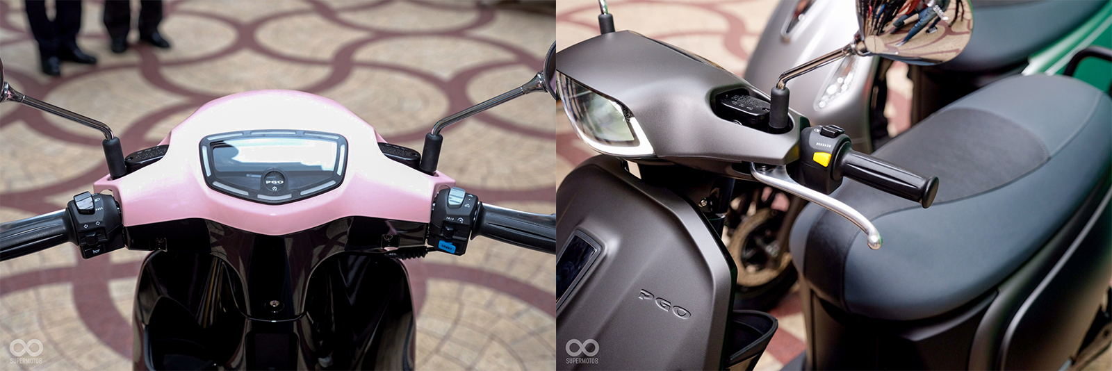 Ur1的握把與左右開關，採用PGO原廠的設計，與Gogoro車款有些許不同；倒車按鍵改至超車燈的位置