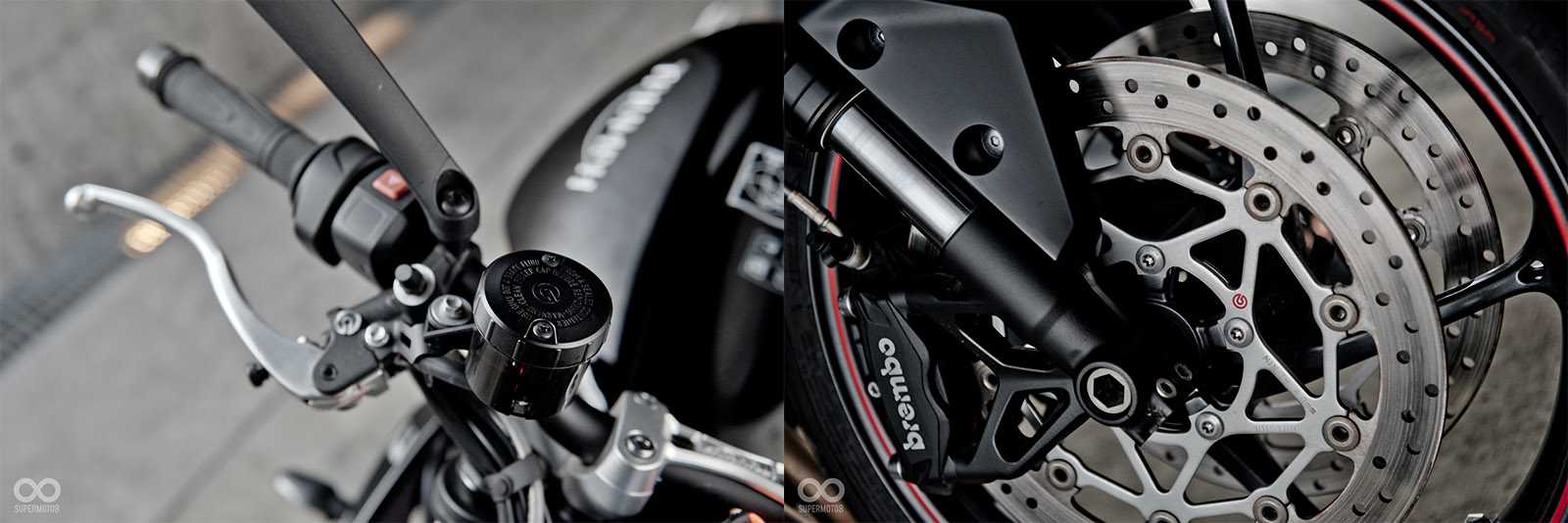 低調了黑色下藏著的是滿滿好料,從卡鉗、總泵甚至是碟盤全都是Brembo製品