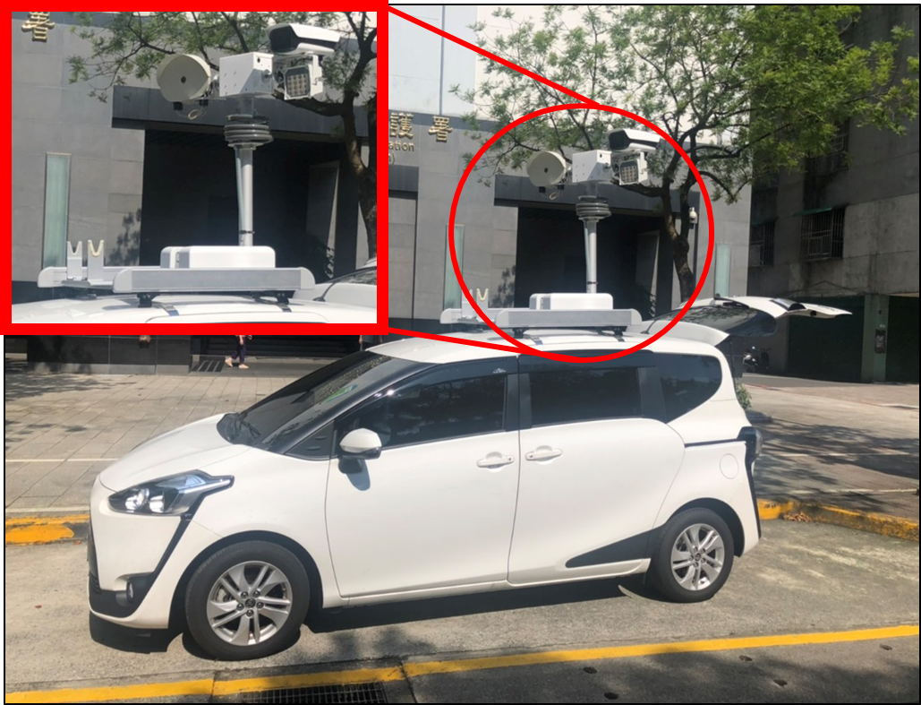 透過車頂上的麥克風陣列搭配噪音計、相機、紅外線感應器，能準確找出車陣中的高噪音車輛開罰