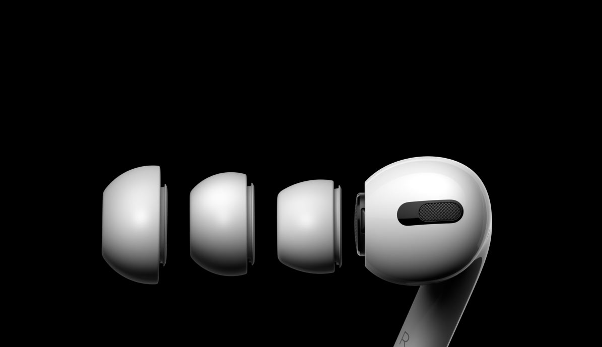 AirPods Pro內附三種耳塞尺寸,可提供精準的隔音效果