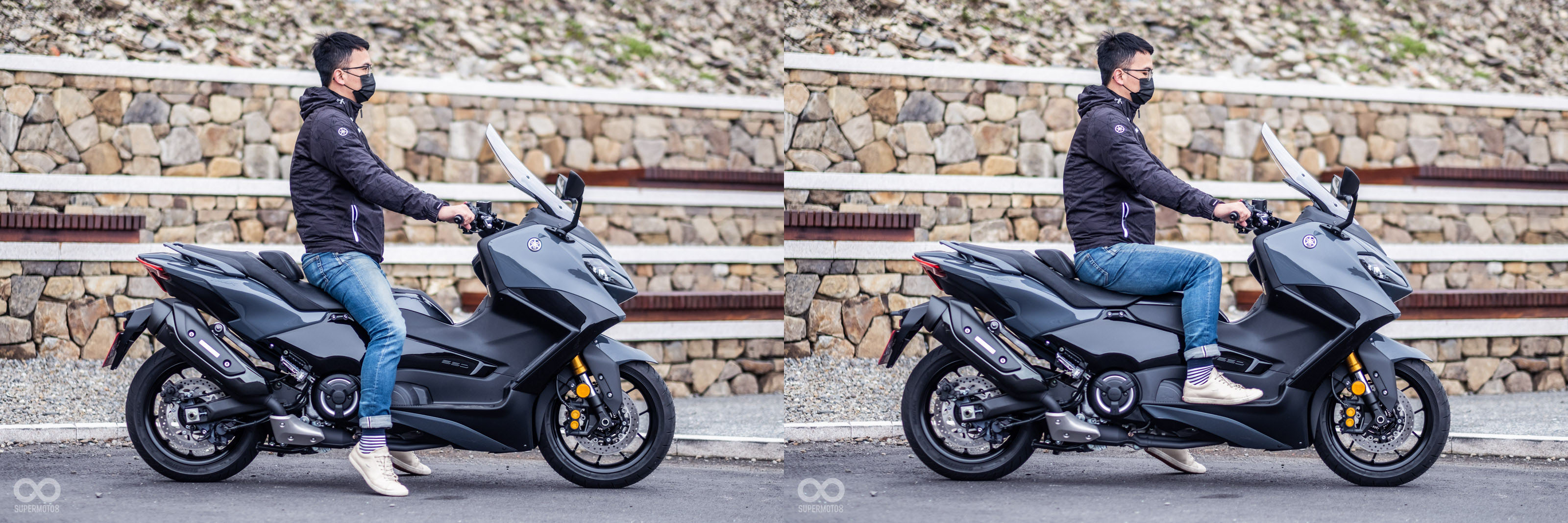 800mm座高搭配較寬車身,180騎士雙腳微顛