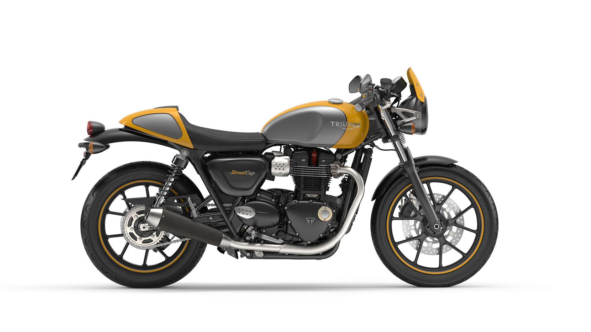 廠方選擇入門的Street Twin家族，打造一輛具備Café Racer風格的Street Cup，這樣的策略就能上下通吃，將復古玩家一網打盡