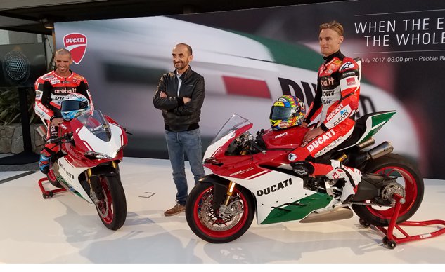 公司的總執行長Claudio Domenicali 也出席了這次車輛發表會,同時請來自家的兩位WSBK 好手Marco Melandri 與Chaz Davies 助陣,暗喻了Final Edition 擁有相當高的賽道性能水平 photo:motorcycle.com