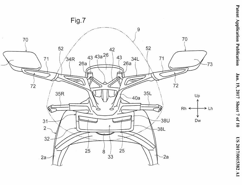 這次圖紙上的重點在大燈(編號25),除了燈具極小化之外,擺放的位置就在進氣口內側上緣。