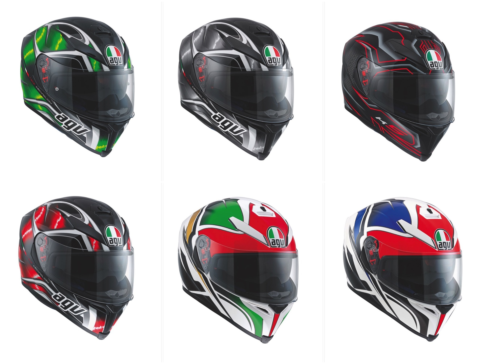除了3款素色之外，agv K-5還有6款彩繪款可供騎士們選擇。