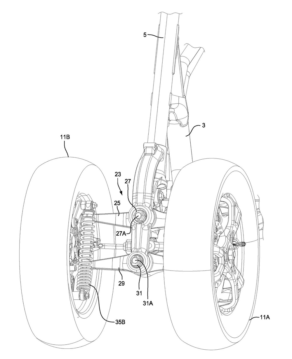 根據Piaggio申請的專利圖來看，他們將採用和今年8月申請的Watts linkage 懸吊系統類似的設計