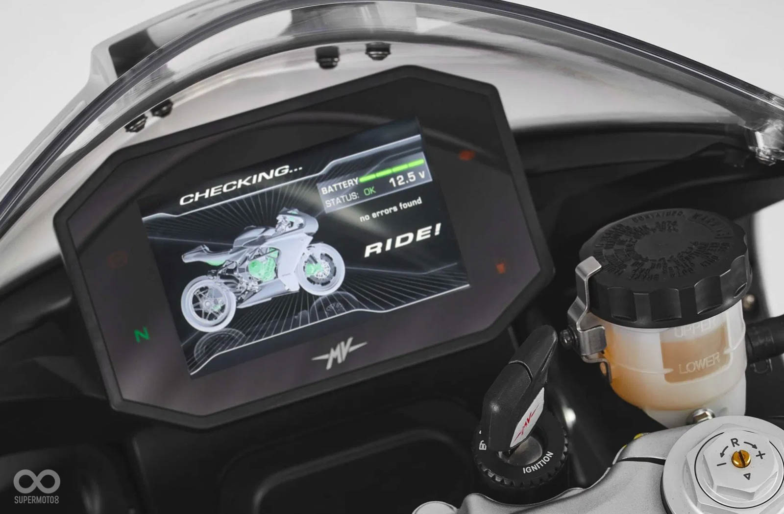 5吋TFT液晶儀表,可搭配MV Ride的手機APP使用