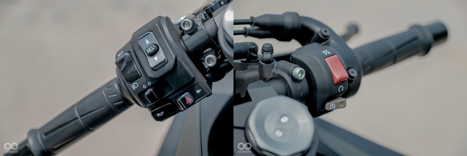 左手把除了傳統按鍵外，增加一組KTRC、動力模式的選擇鈕