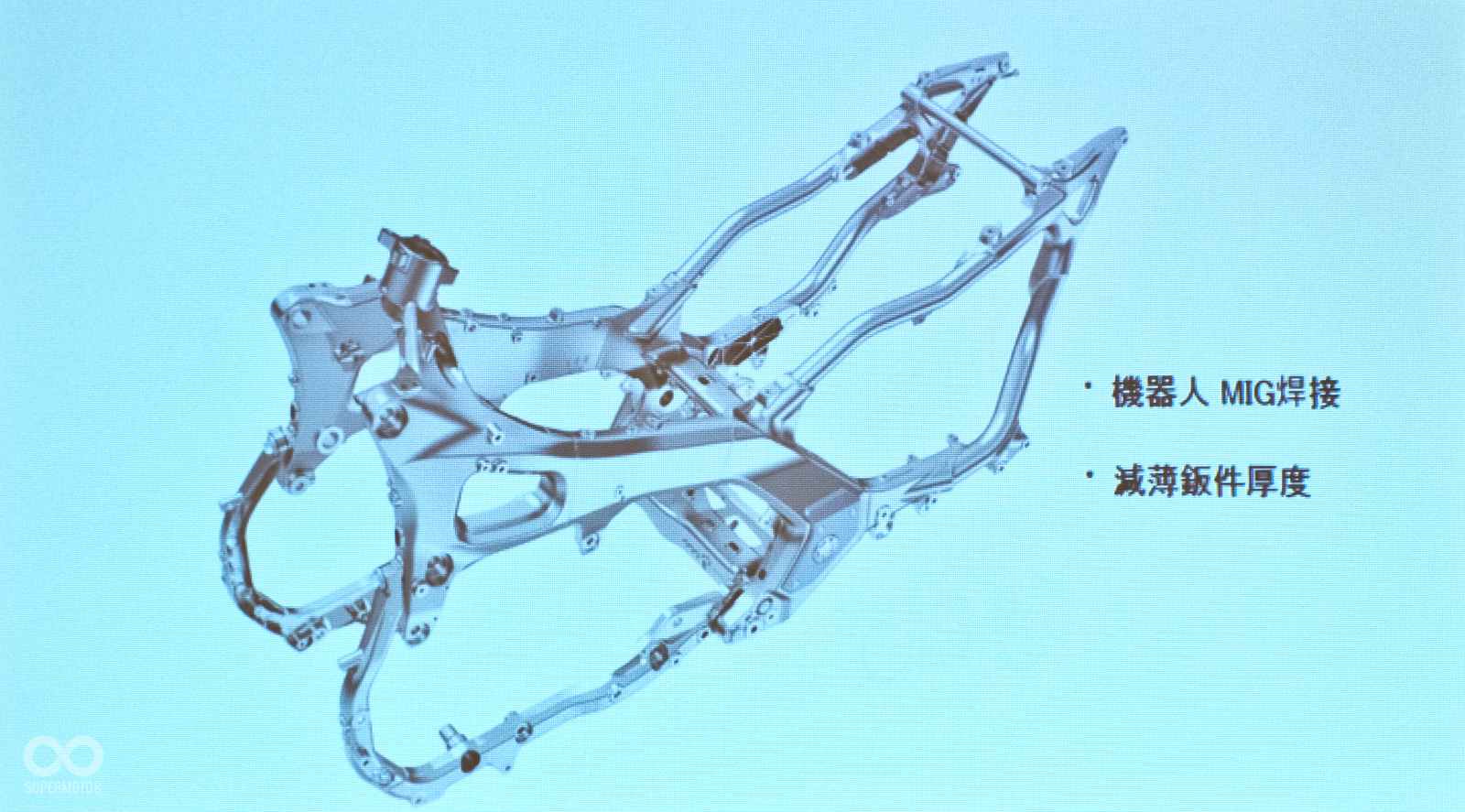 全新的車體設計，單車架來說就較上代車型減輕40公斤，整車重量為383公斤