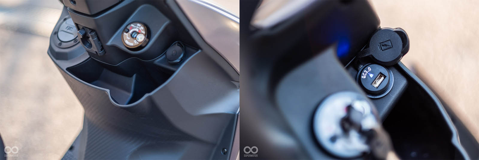 前方有USB QC 3.0快充插孔