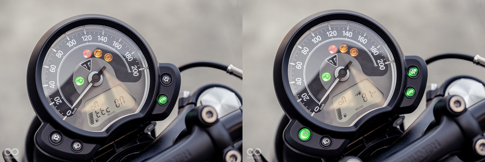 除了里程、轉速顯示功能外，循跡系統控制與剩餘行駛里程都可以透過切換鈕顯示