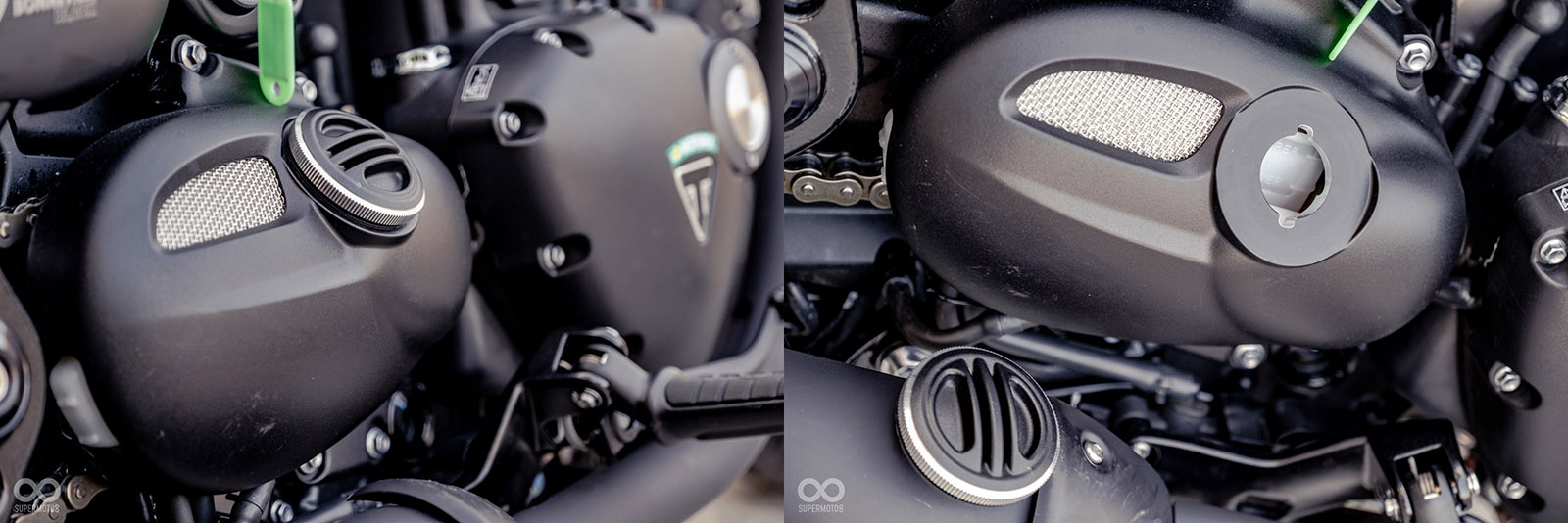 節流閥配上化油器造型外殼；引擎後方的仿製機油壺實為水箱