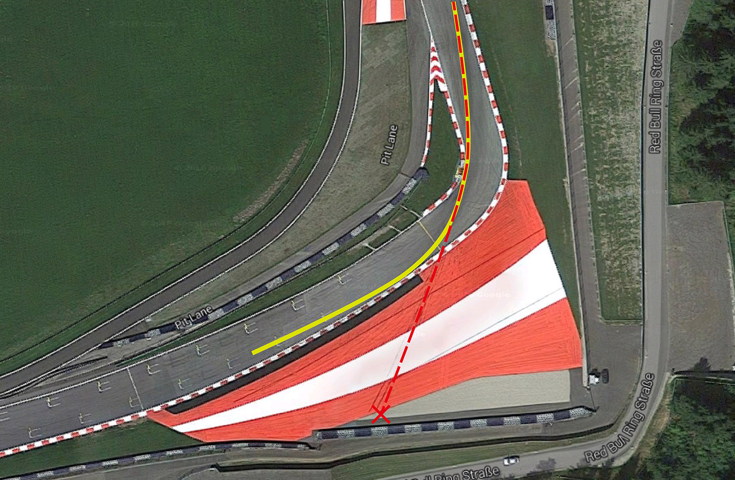 緩衝區的長度不足,隔壁棚的F1今年在這個彎也有事故發生