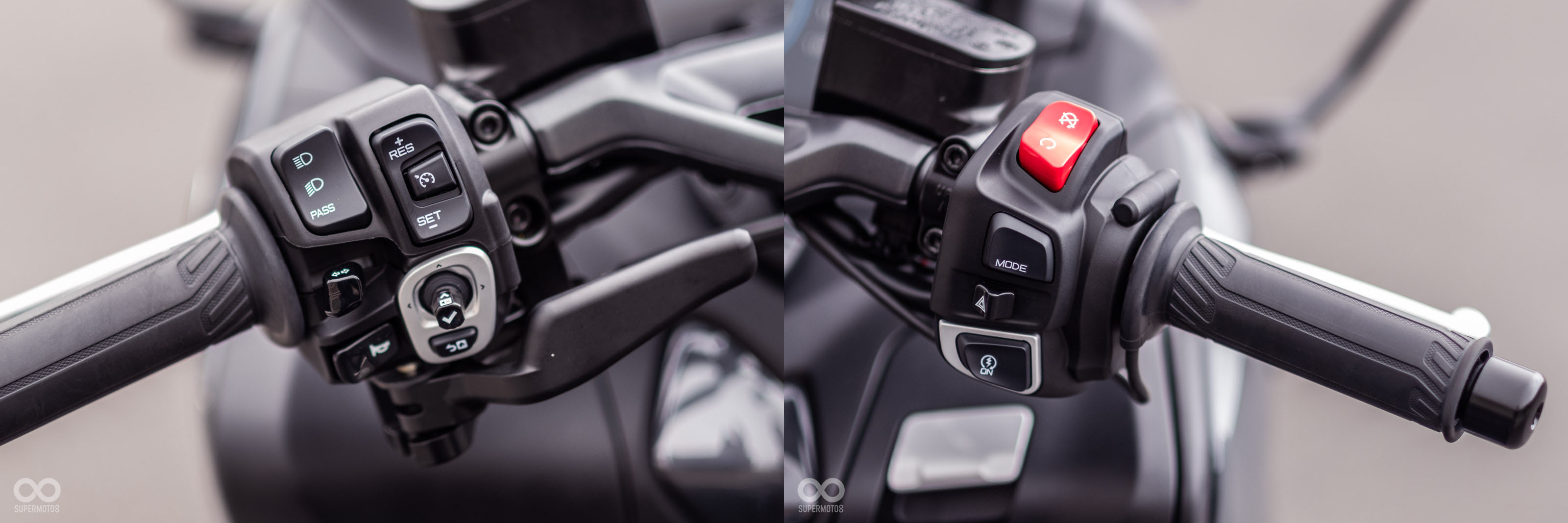 左把手中央十字鍵可控制TFT儀表;右手則有T/S兩模式切換鈕